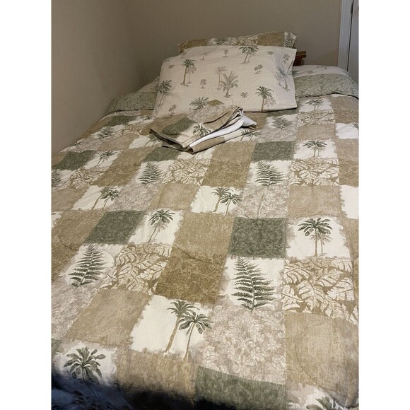Dan River Comforter Full Size Sheets Set 7-Piece Palm Tree Vintage - Picture 1 of 13
